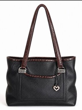Brighton Black Shoulder Bag with Brown Trim and Heart Charm